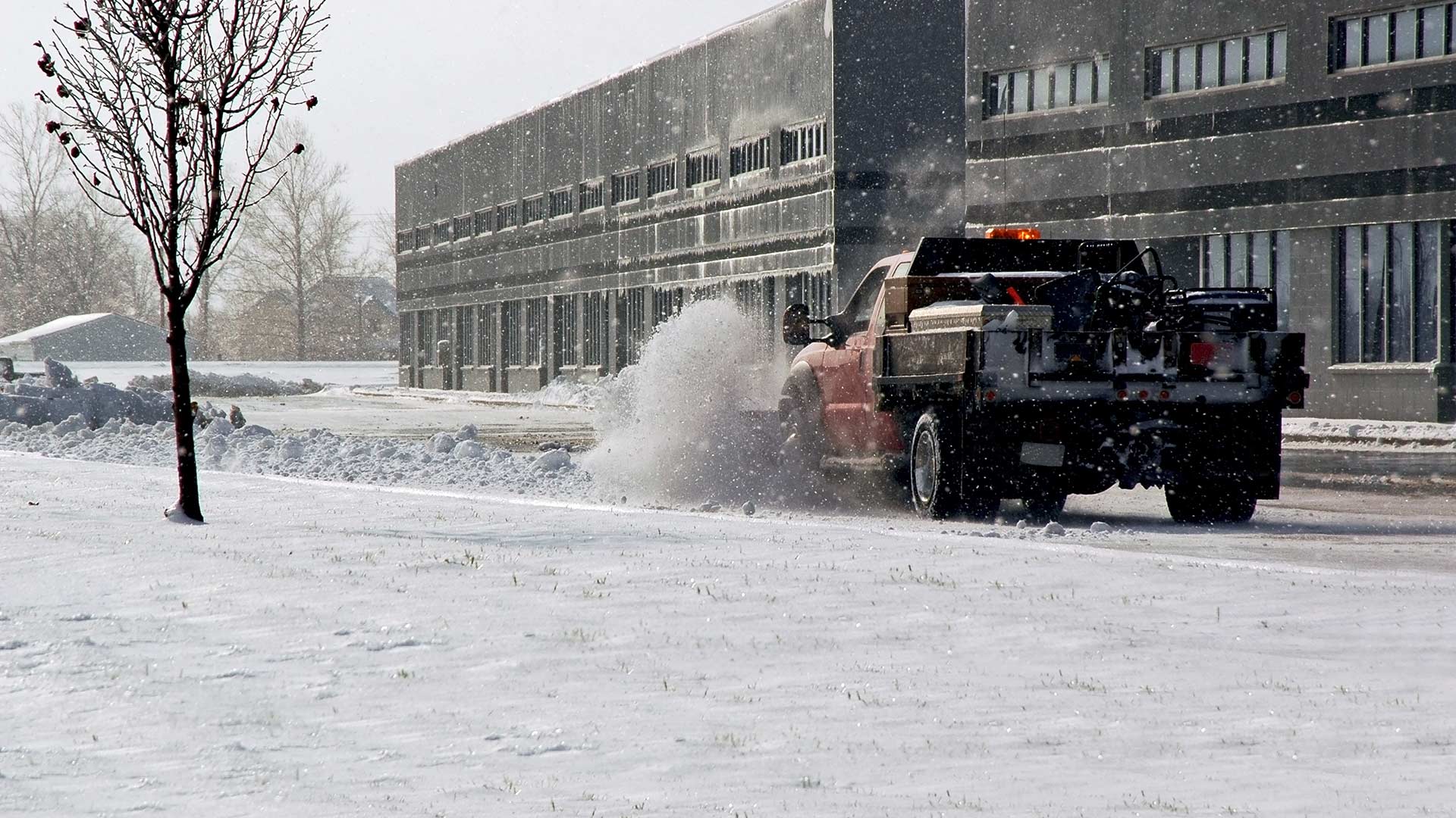 Commercial snow removal being serviced in Greensboro, NC.