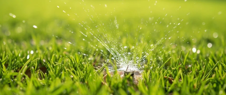 Sprinkler head in grass with low water pressure in Greensboro, NC.