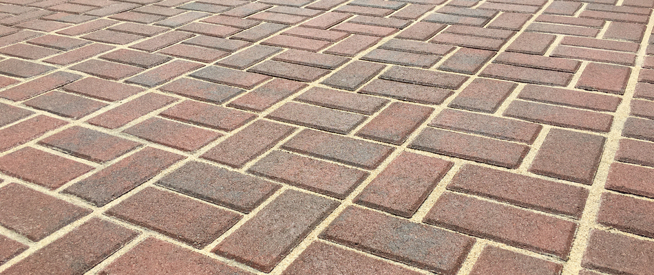 A basketweave patterned driveway installed by our team in Burlington, NC. 