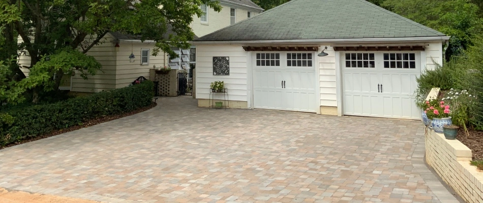Cleaned pavers for driveway after project installation in Winston-Salem, NC.