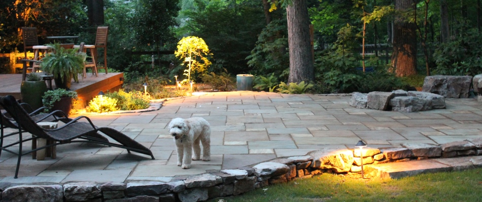 Lighting on landscape features in Greensboro, NC.