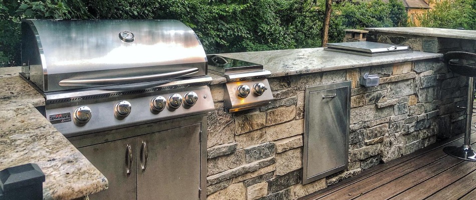 Grill installed with outdoor kitchen in Winston-Salem, NC.