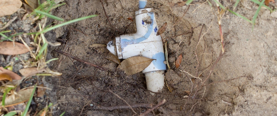 Irrigation system found broken in lawn in Greensboro, NC.
