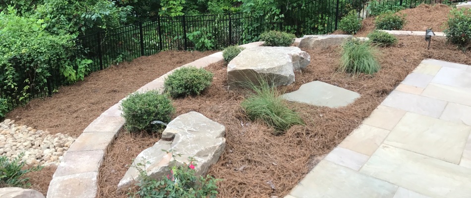 Mulch added to landscape project in Greensboro, NC.