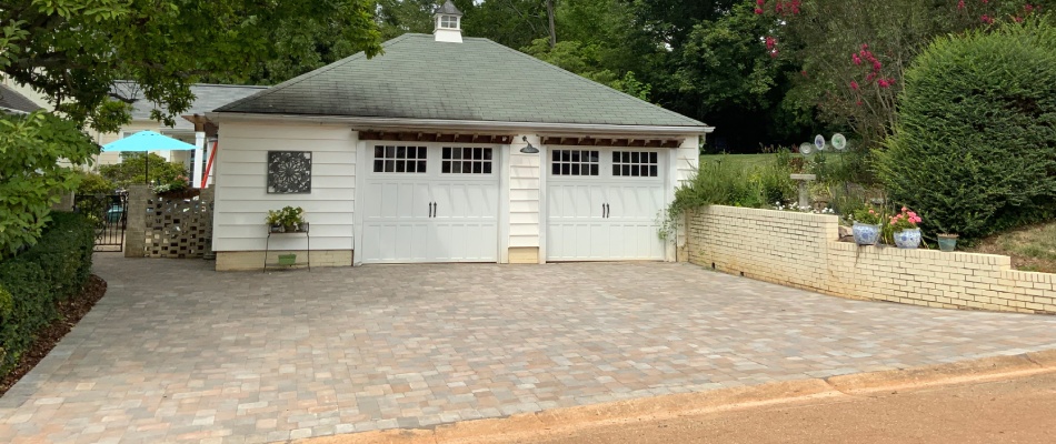 High-quality pavers placed for driveway installation project in Winston-Salem, NC.
