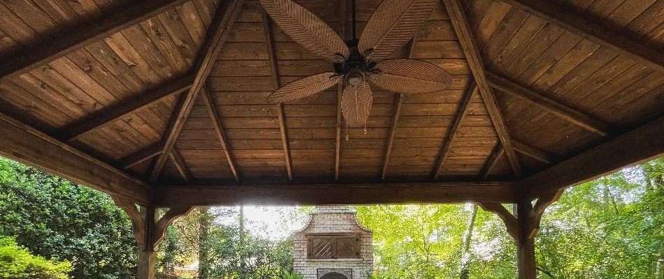Gazebo with fan installed at a residential property in Greensboro, NC.
