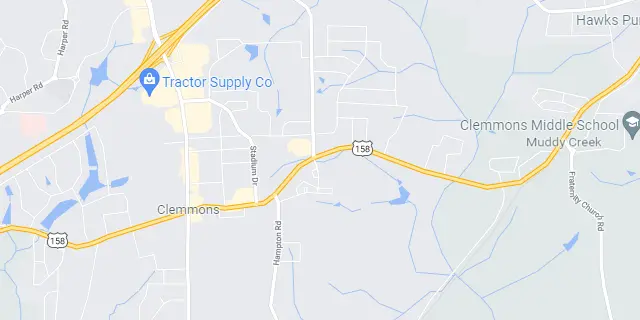 Clemmons, NC Area Map Graphic