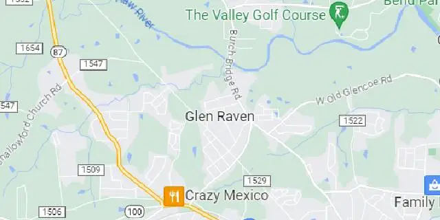 Glen Raven, NC Area Map Graphic