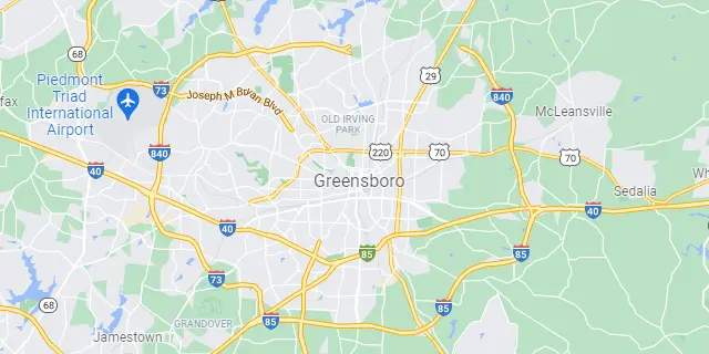 Greensboro, NC Area Map Graphic