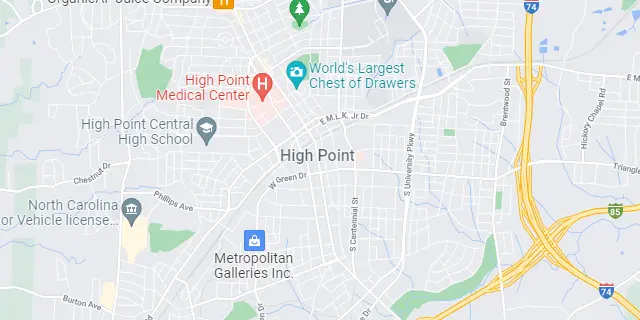 High Point, NC Area Map Graphic