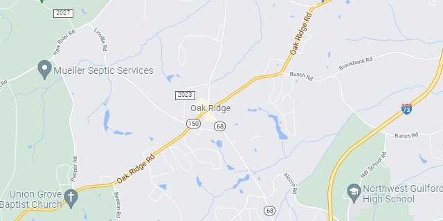 Oak Ridge, NC Area Map Graphic
