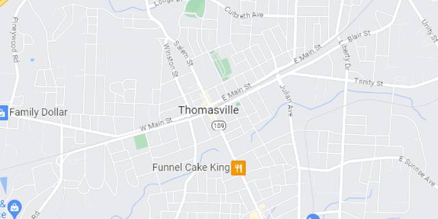 Thomasville, NC Area Map Graphic