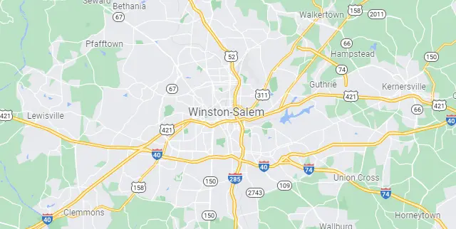 Winston-Salem, NC Area Map Graphic